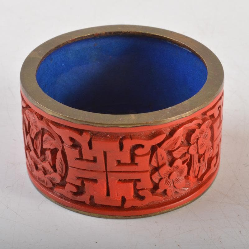 中国　剔紅　堆朱　内七宝　花文瓶　蓋物など　3点まとめて　V　6260