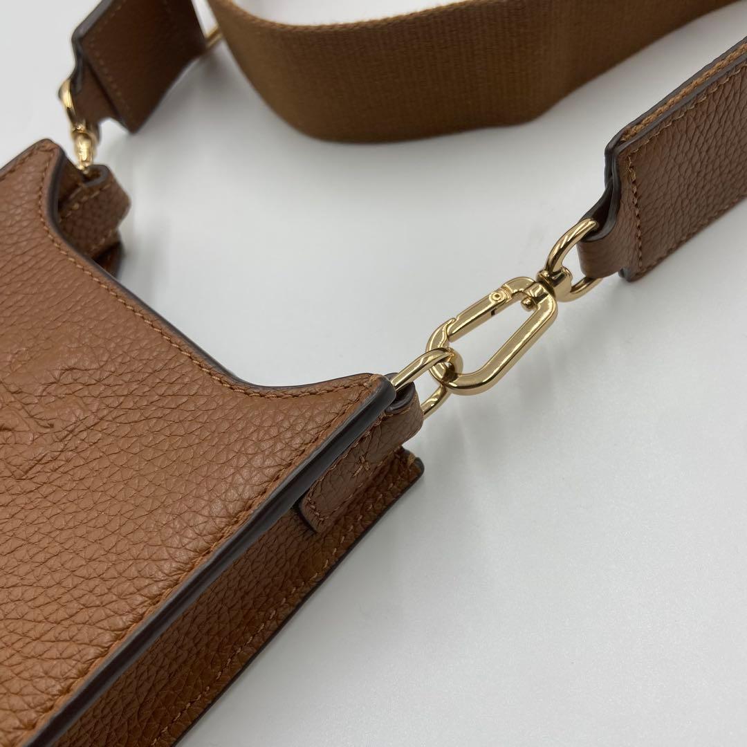 未使用級　トリーバーチ　テア　ショルダーバッグ　スマホ　タッセル　レザー　茶