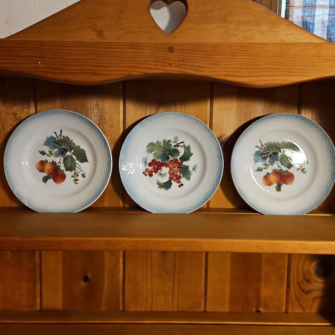 フルーツ柄デザートプレート3枚セット　サンタマン製　フランス蚤の市