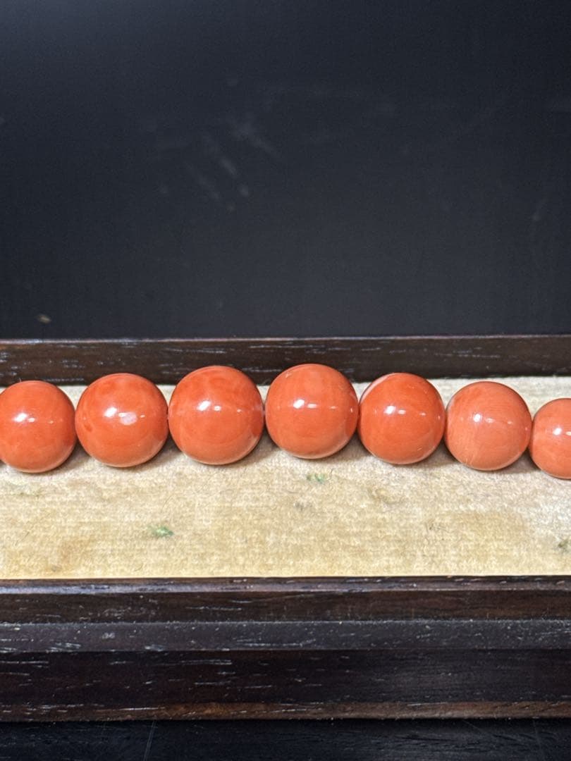 時代 本珊瑚 玉 緒締玉 髪飾 唐木箱付