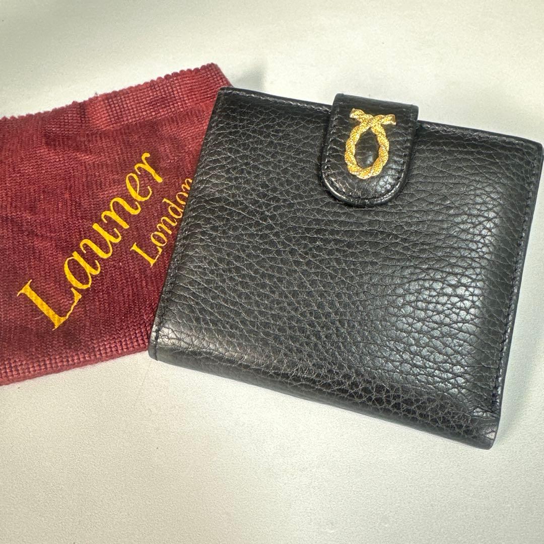 LAUNER LONDON ロウナーロンドン ブラック ロープロゴ 二つ折り財布