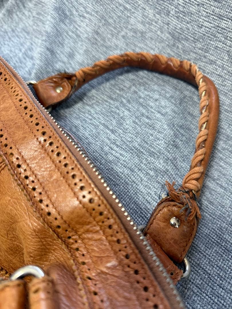 【mx品】BALENCIAGA ブラウンレザー ハンドバッグ