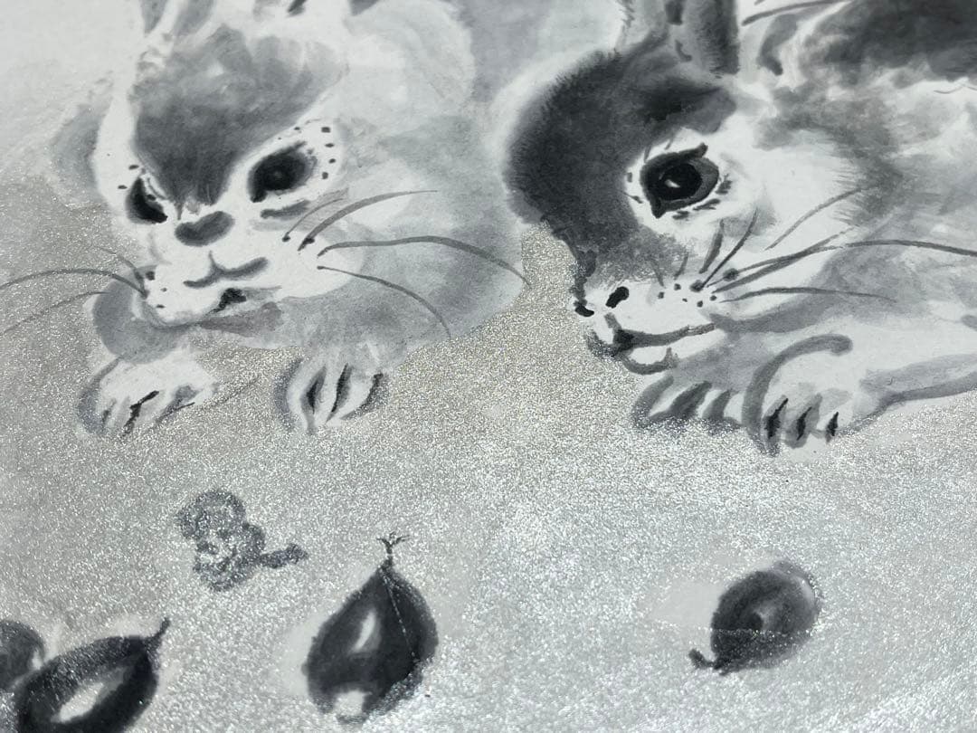 真作保証 小西寿生 墨絵 日本画 「兎(うさぎ)」 肉筆 サイン有り / 超希少