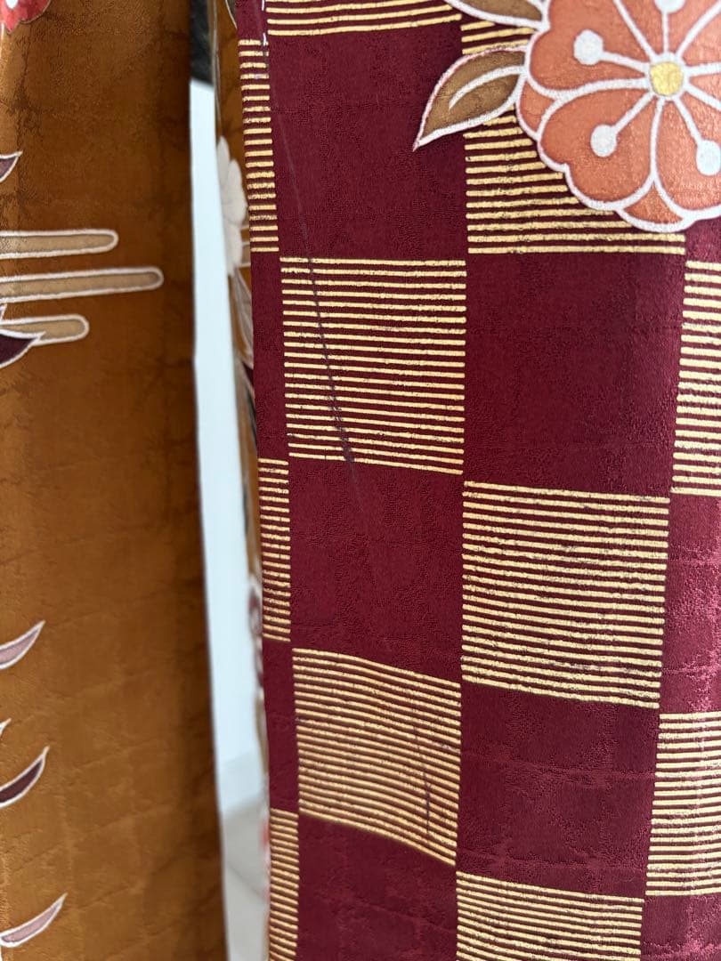 最終価格！⭐️振袖フルセット　正絹振袖　成人式　しつけ糸付き　茶系