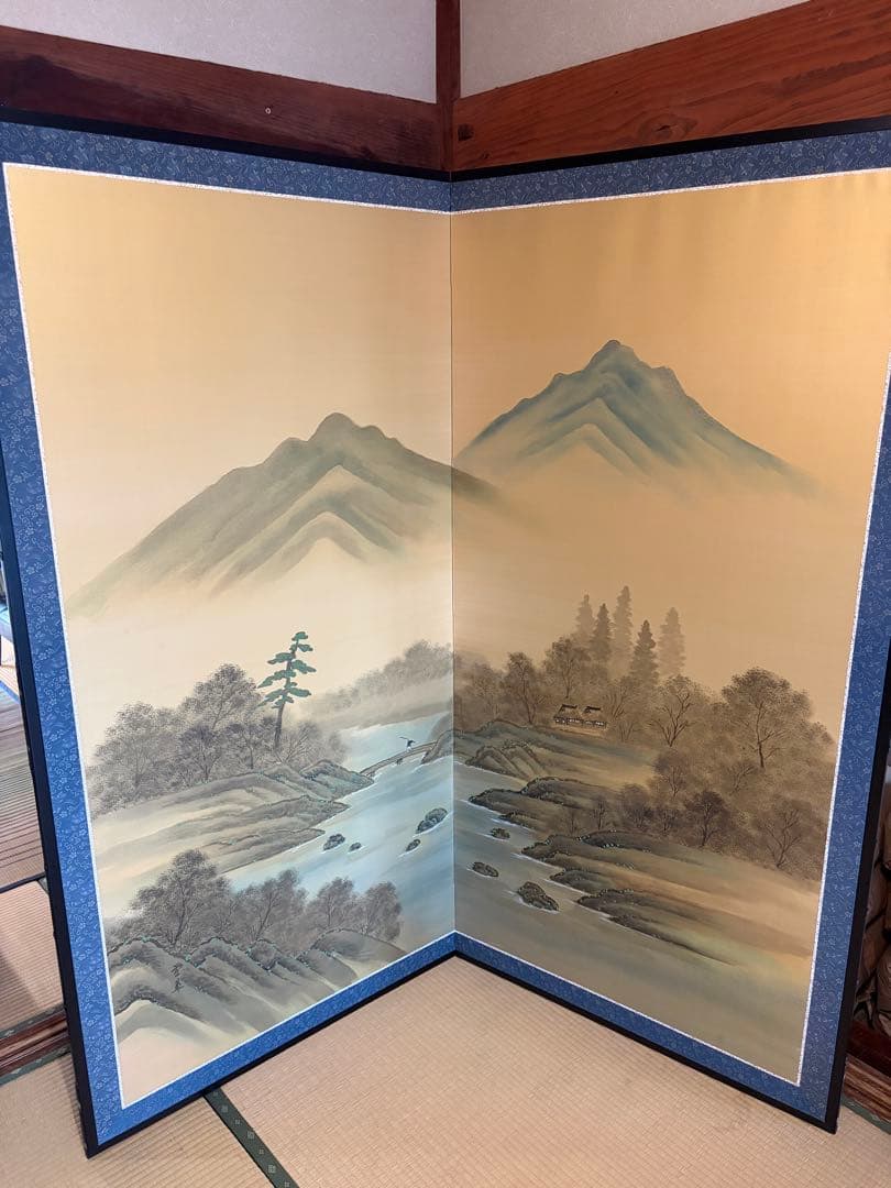 屏風　2枚折　(高さ約176㎝ 2連幅176㎝)