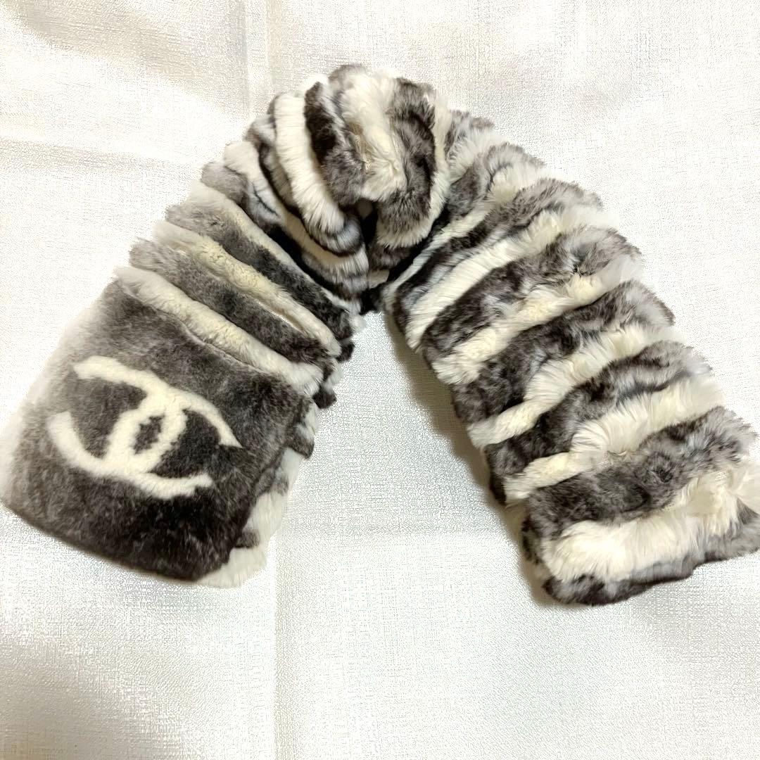 美品】CHANEL オリラグ マフラー ココマーク CC シャネル リアルファー