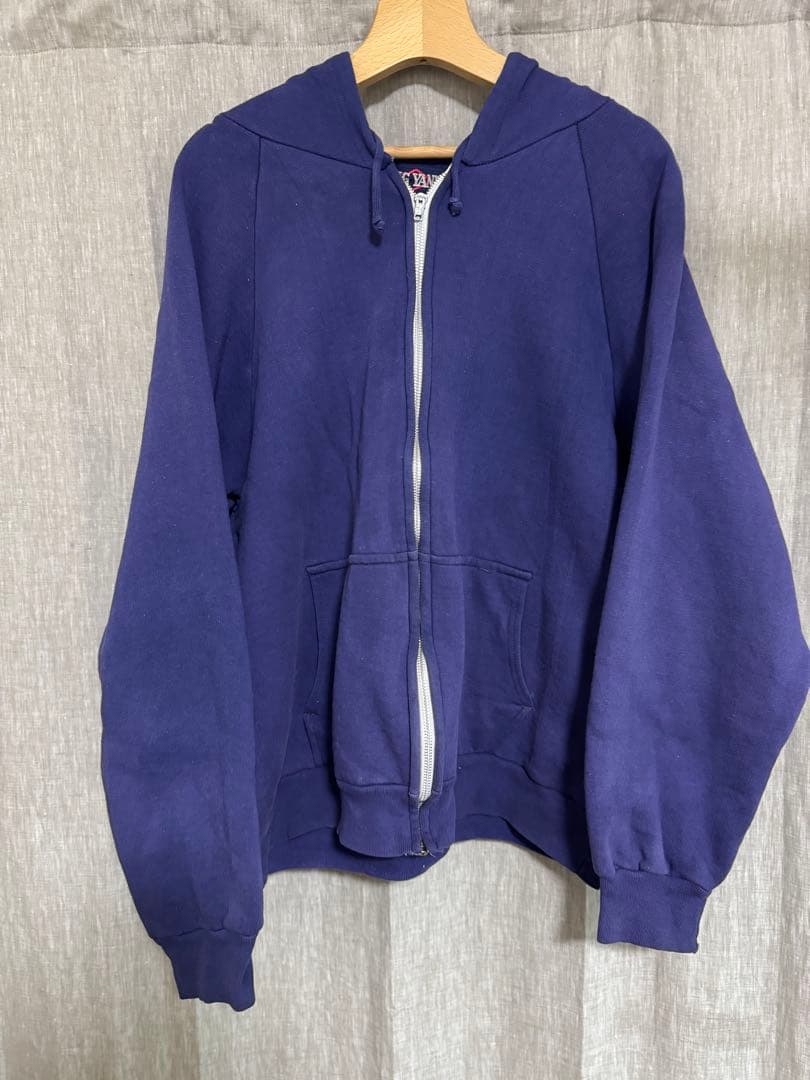 80s BIG YANK ダブルフェイス　ジップアップパーカー　XL ナス紺