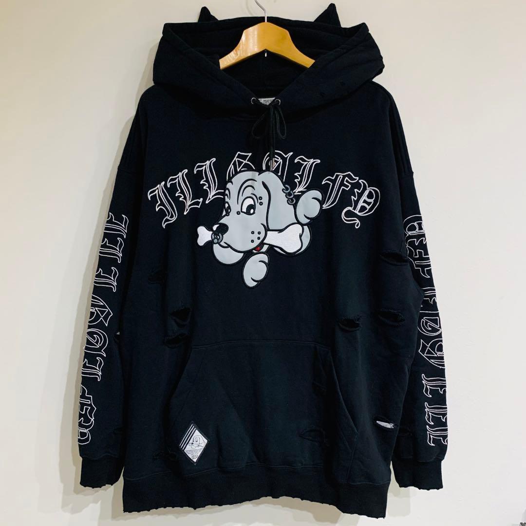 GALFY　ガルフィー　パーカー　オーバーサイズ　ダメージ　大型犬　クロス　猫耳