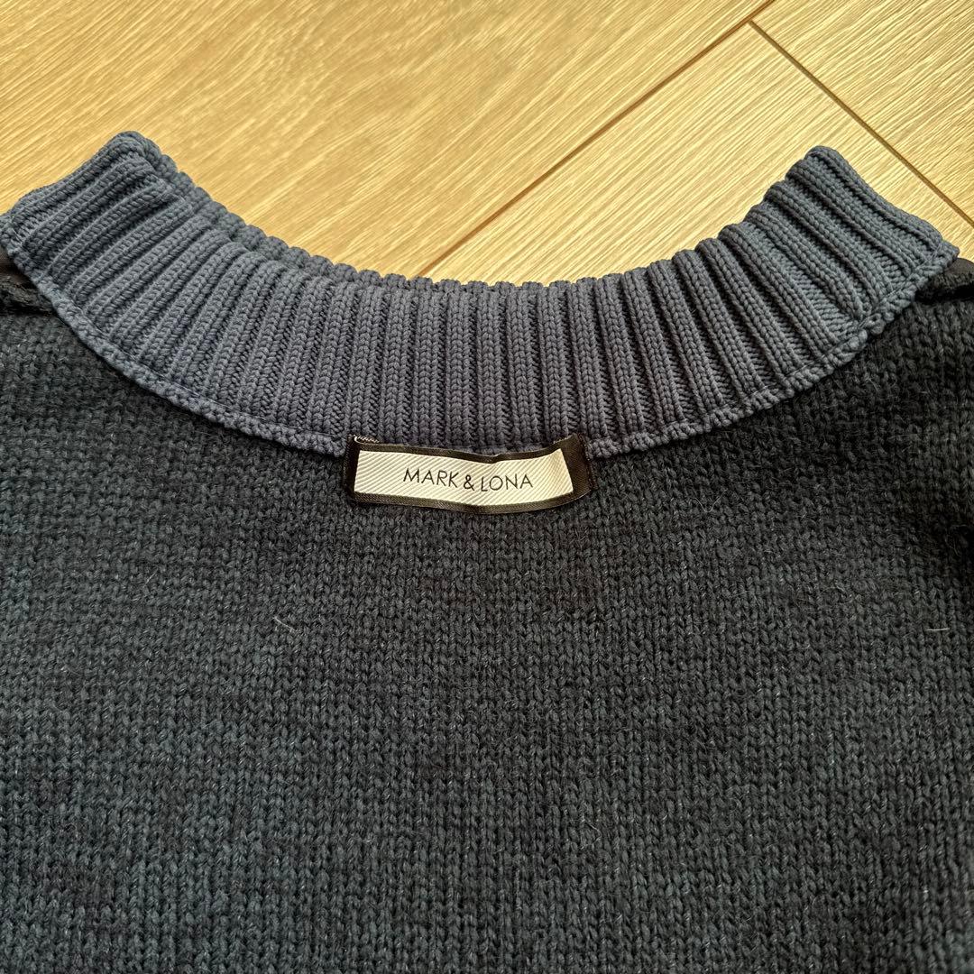 MARK&LONAマークアンドロナ カモフラスカルロゴ★裏地付きニット38(M)