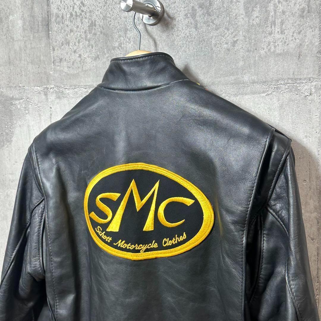 ⭐️即決価格⭐️Schott シングルライダースジャケット　アメリカ製　ワッペン