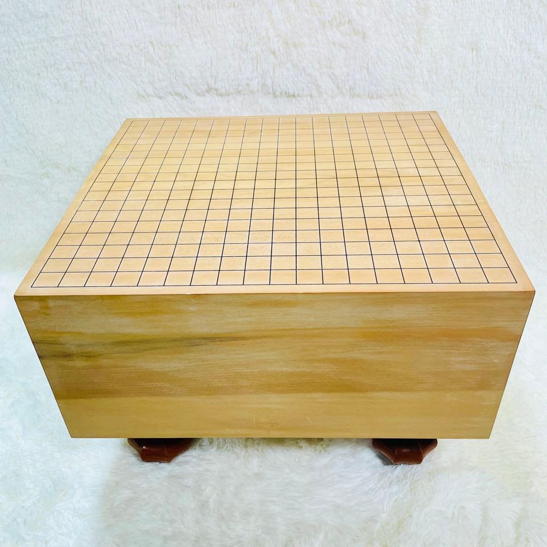 囲碁盤　脚付き　厚み6寸6分　ヘソあり　板目木裏　桐製カバー付き
