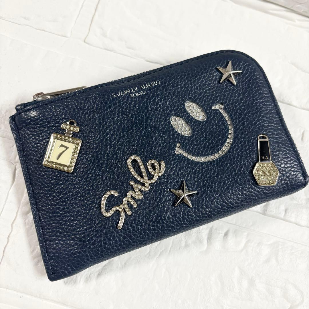 サロンドアルファード　ルクーチェ L字ファスナー ミニ財布　ネイビー
