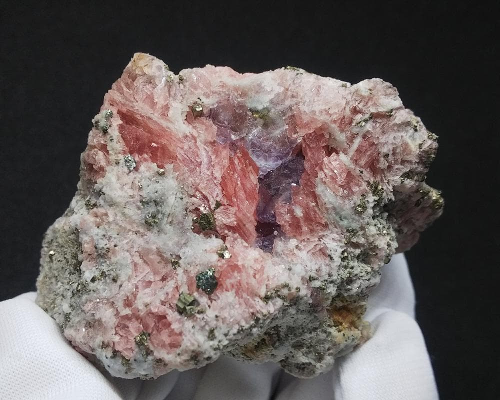 442 ロードクロサイト＆フローライト＆パイライト 標本 原石