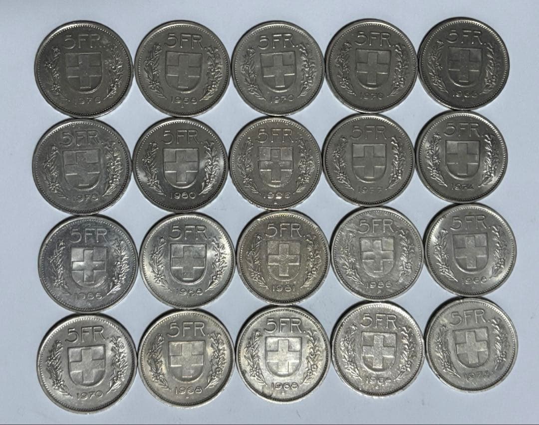 スイス　フラン　5フラン硬貨　20枚