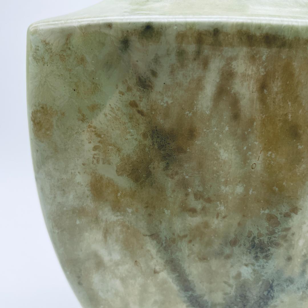 【大正】小森忍 緑釉雙耳瓶 匋雅堂製款 大連市 中国美術 中国古玩