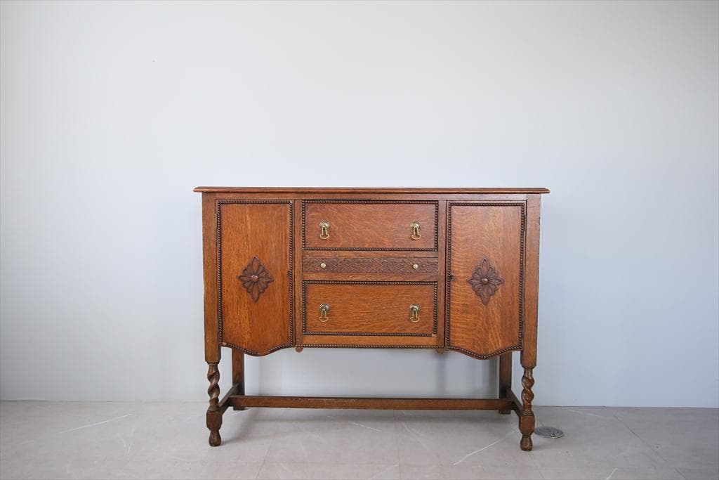 英国アンティーク木製サイドボード/キャビネット机テーブル/チェスト(91-149