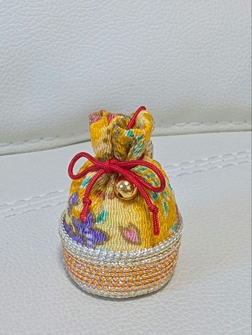 和柄巾着キーホルダー(パワーストーン入り)御守り