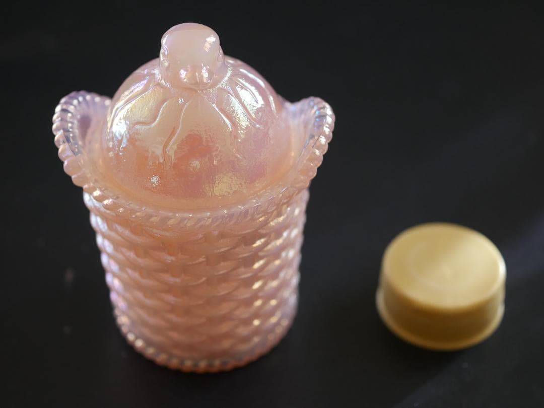 フェントン イリデセントグラス バードオンザネスト 蓋付き小物入れ