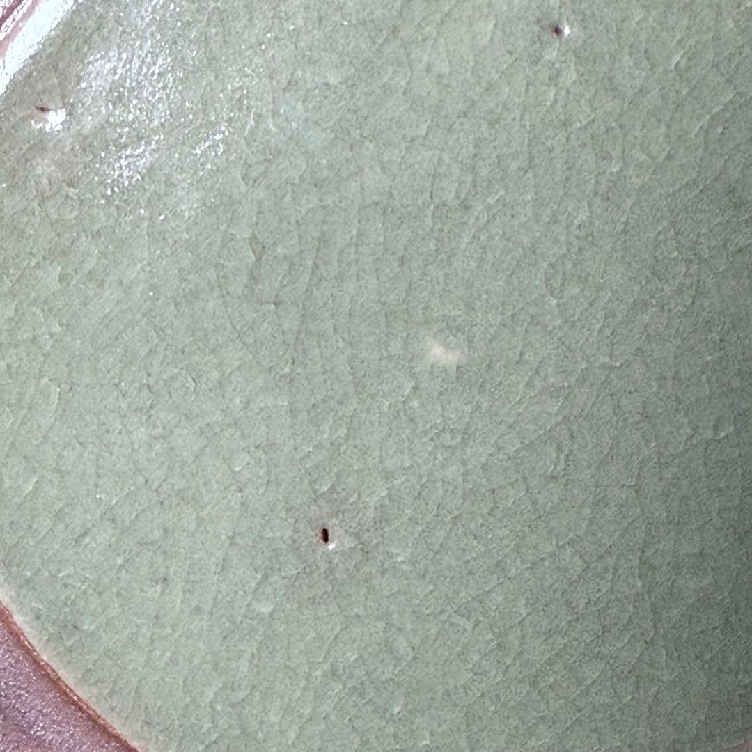 青磁陽刻大皿　盛期鍋島　共箱　1700年前後　美しい貫入　35.9cm　古波佐見