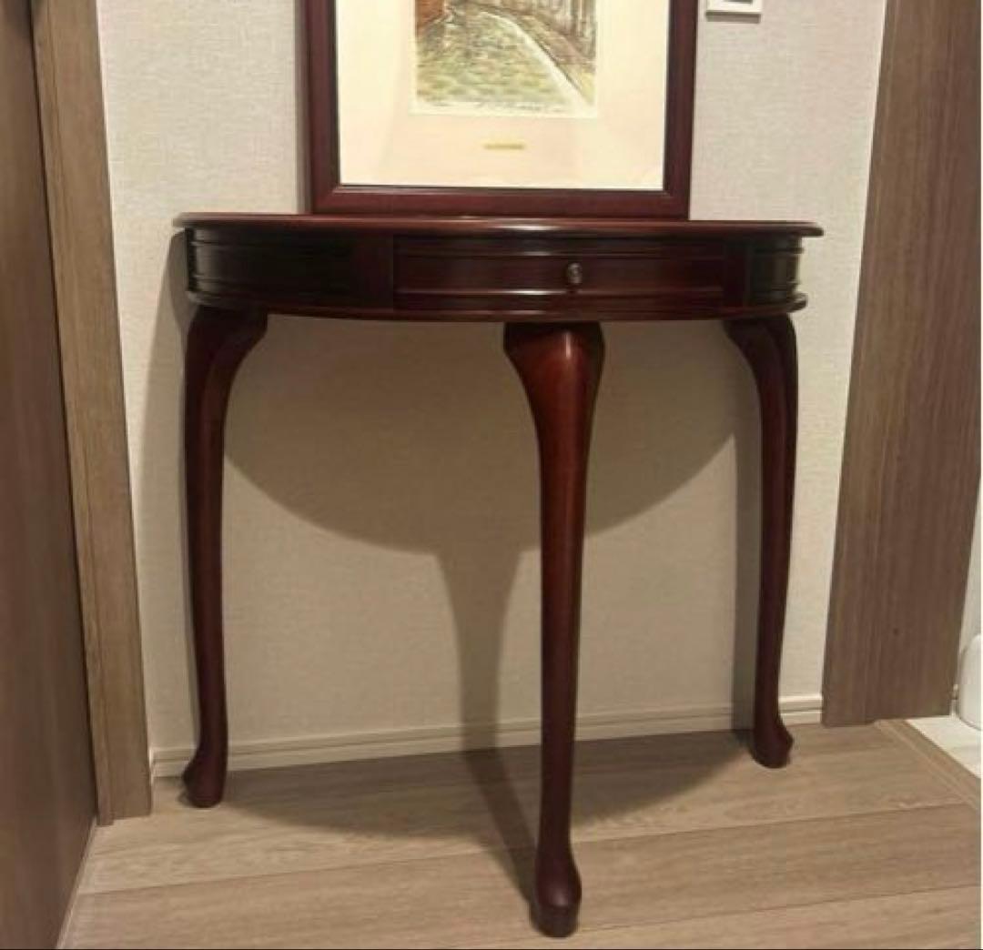 ☆高級家具☆木製ダークブラウン コンソールテーブル引き出し付