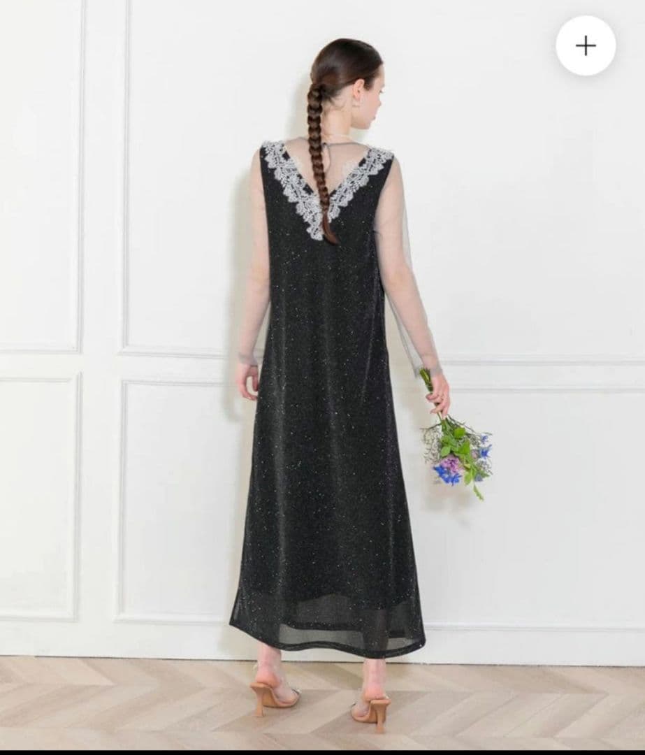 Lejaレースラメ スリットロングワンピース