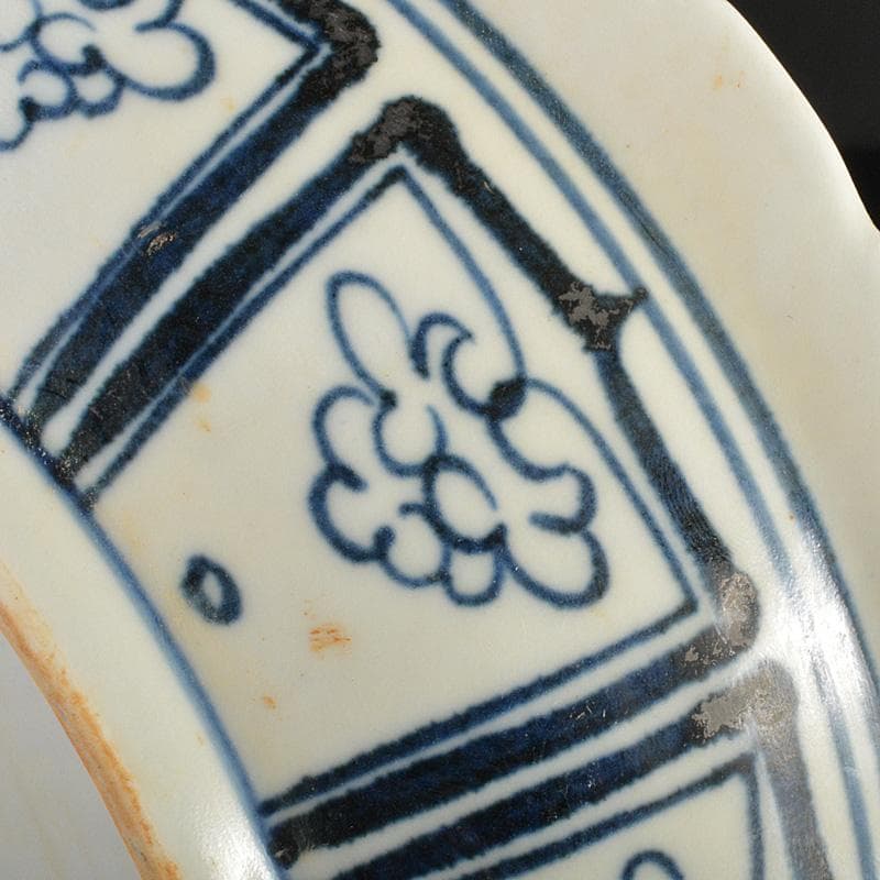 中国　青花　鳥纏枝花卉文盤　V　R6802E