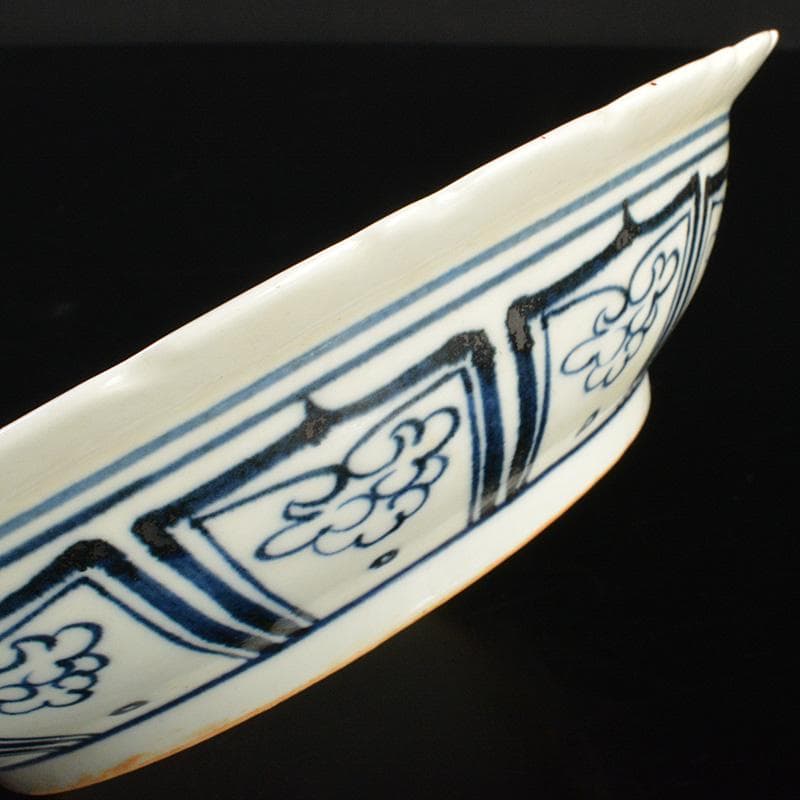 中国　青花　鳥纏枝花卉文盤　V　R6802E