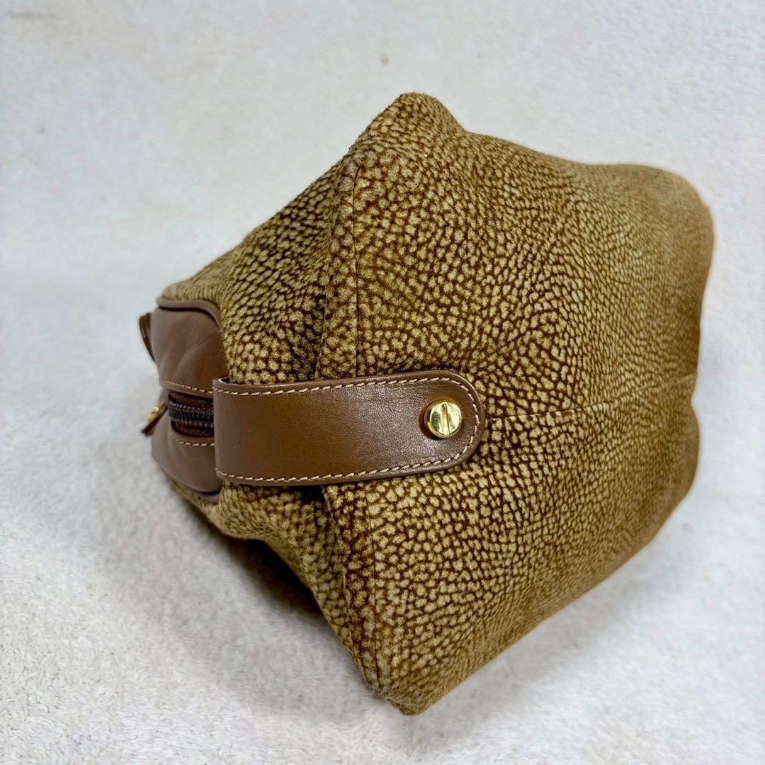 【美品✨】ボルボネーゼ ハンドバッグ うずら柄 スエード イタリア製　レザー