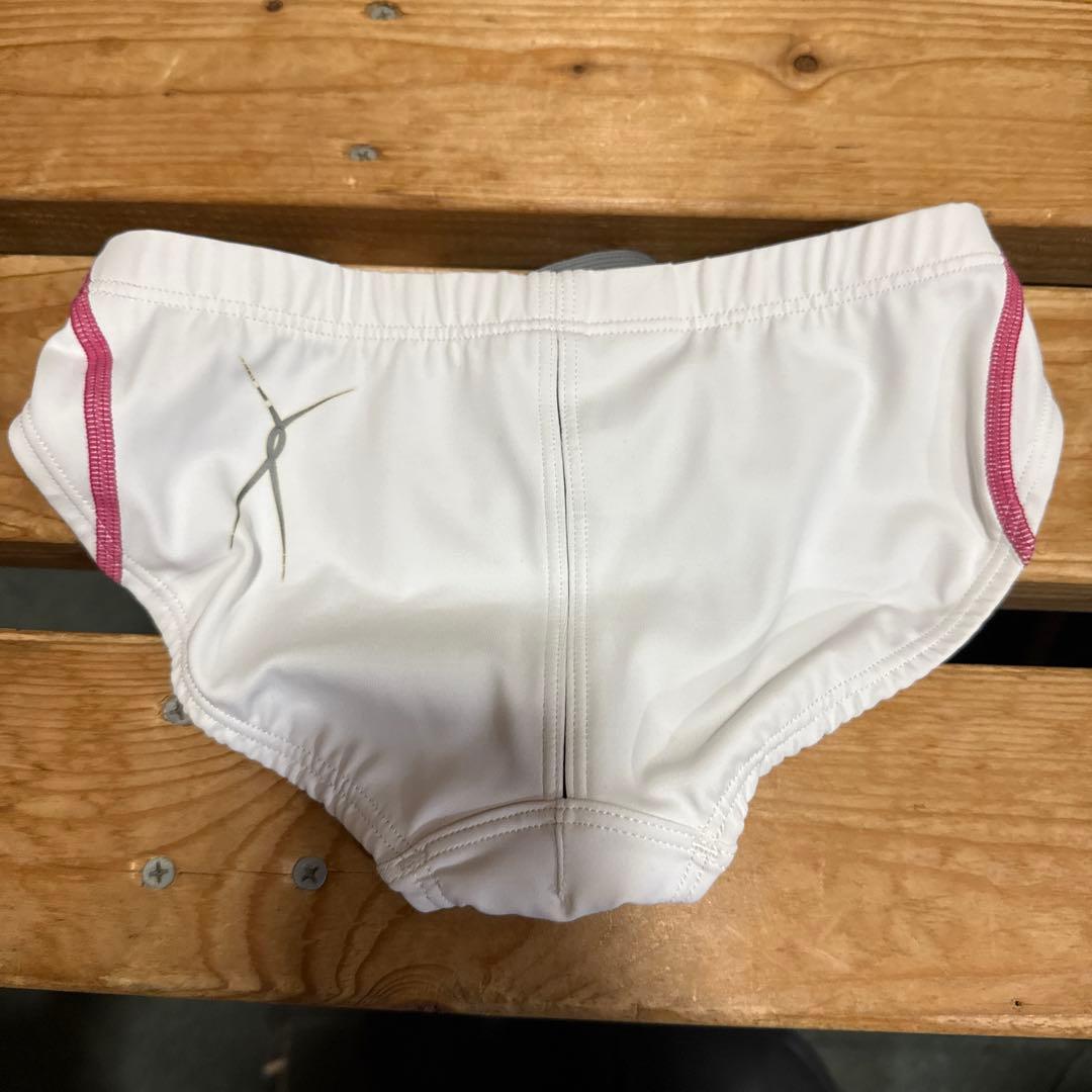 arena ホワイト競泳水着 ピンクストライプ