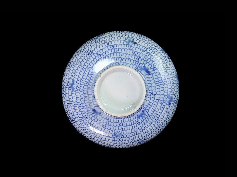 古伊万里　染付　微塵唐草の図　蓋茶碗　２客　C556AS-CWk