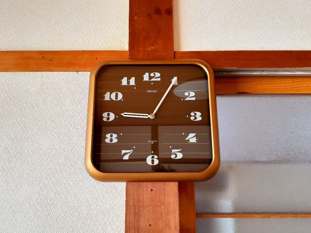 70's　SEIKO　掛け時計　ミッドセンチュリー　ビンテージ　レトロ　ブラウン