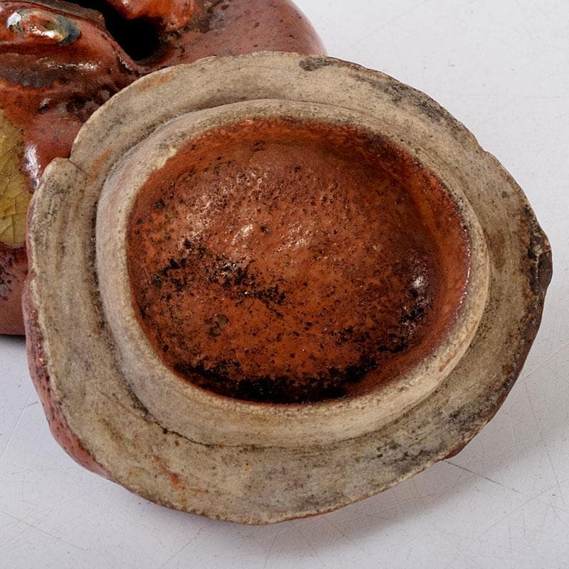 茶道具　尾形乾山作　色絵　獅子香合　時代箱　V　8816