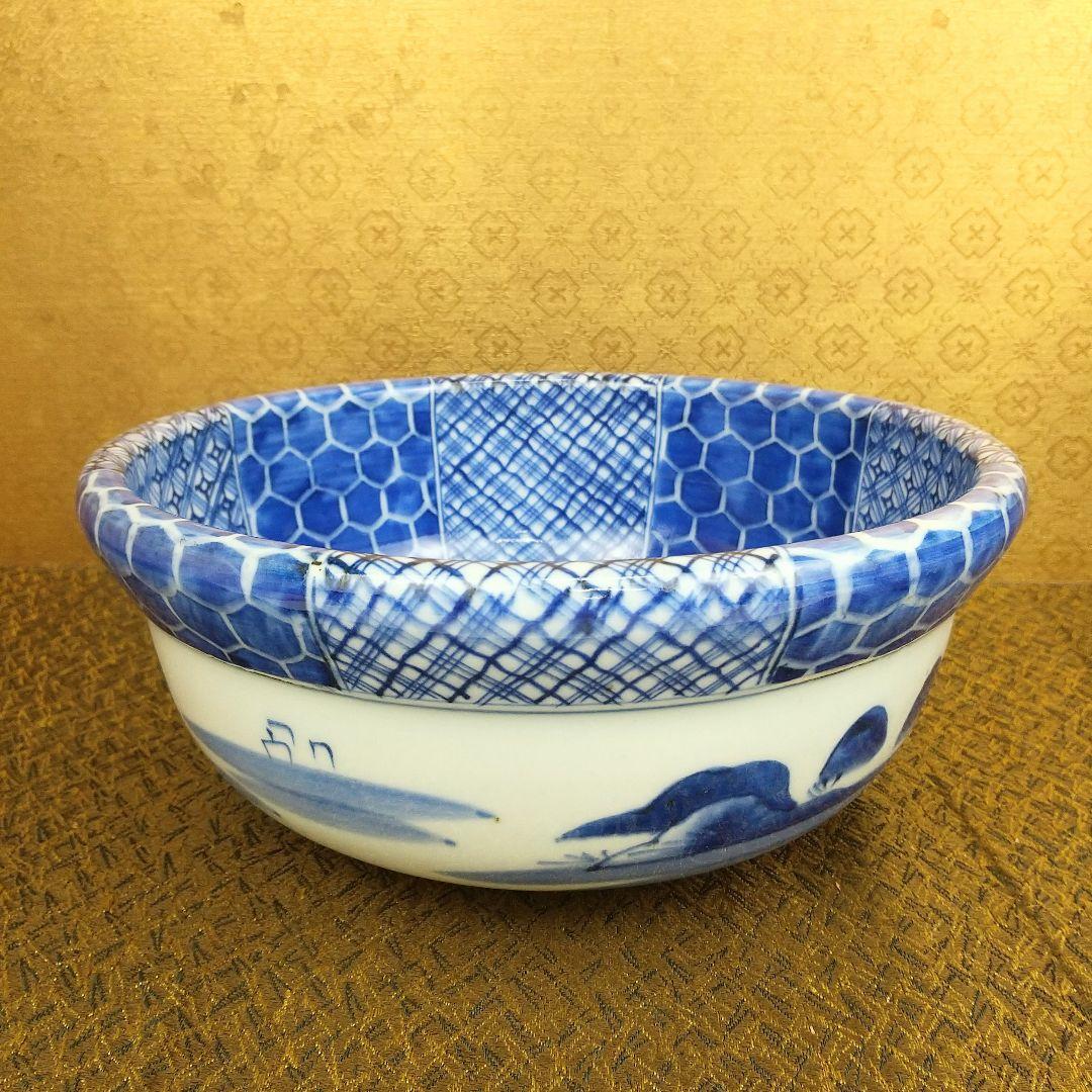 【お値下げしました！】古伊万里　染付　亀甲繋幾何学文　鉢