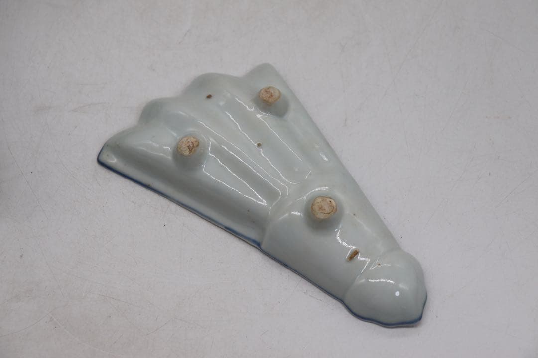 古染　半開き扇子型向付5点　山水人物紋　足付　送料込み251002