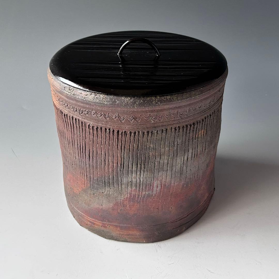 茶道具　丹波焼　南蛮写　縄簾　水指　蓋一閑造　表千家　即中斎宗匠書付　銘 柴垣