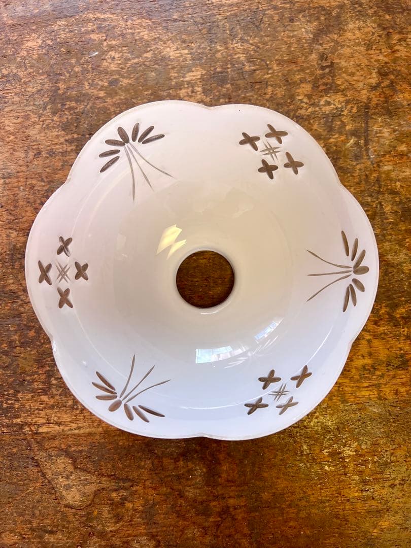 大正ロマン　被せガラス　電笠　切子　カット　アンティーク　照明　灯り　洋館