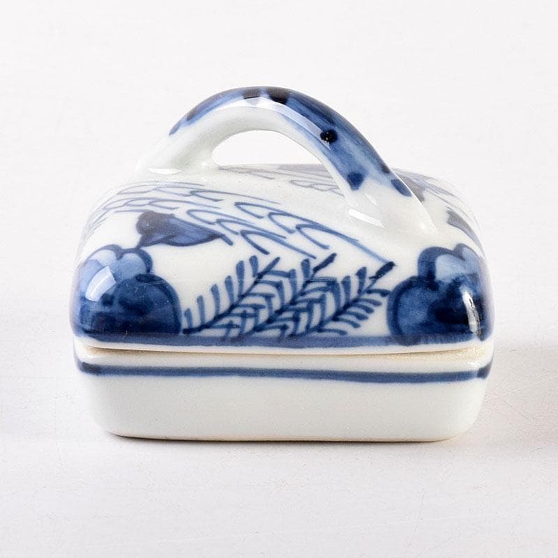 茶道具　京焼　御室窯造　染付　隅田川　香合　共箱　V　7962