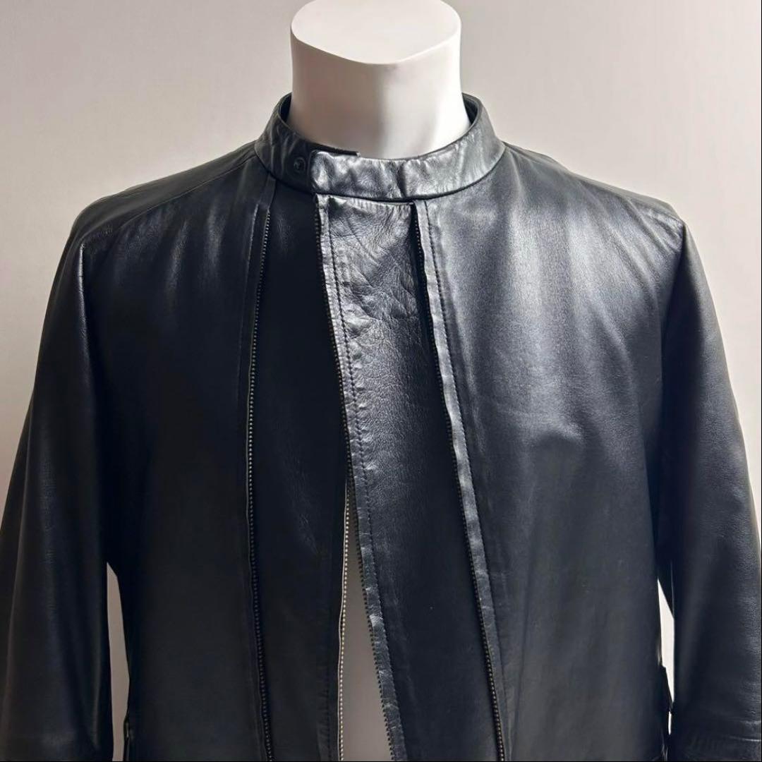 【美品】カルバンクライン/フロントダブルジップレザージャケット/ライダース/羊革