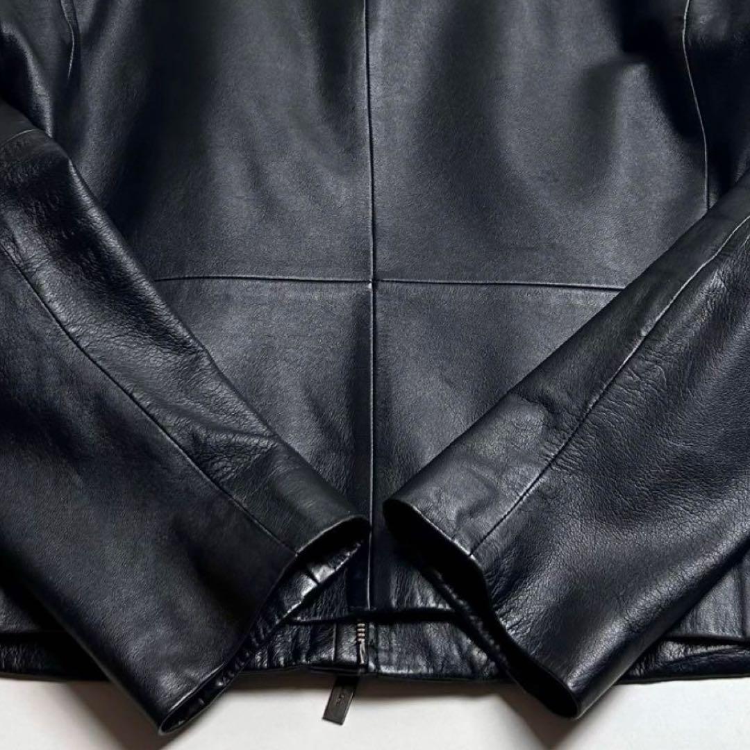 【美品】カルバンクライン/フロントダブルジップレザージャケット/ライダース/羊革