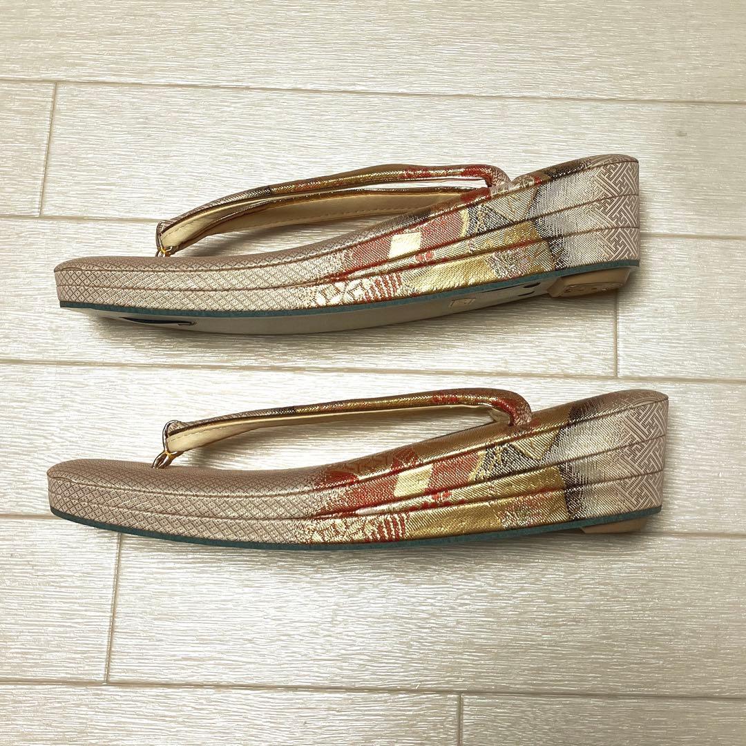 《未使用》佐賀錦　草履バッグセット　ゴールド　Lサイズ