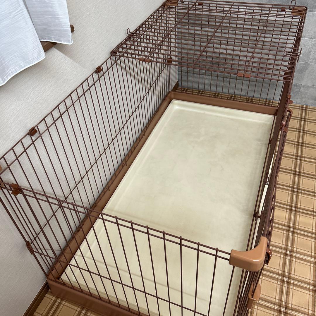 リッチェル ペット用お掃除簡単サークル 150-80 ブラウン　屋根付き