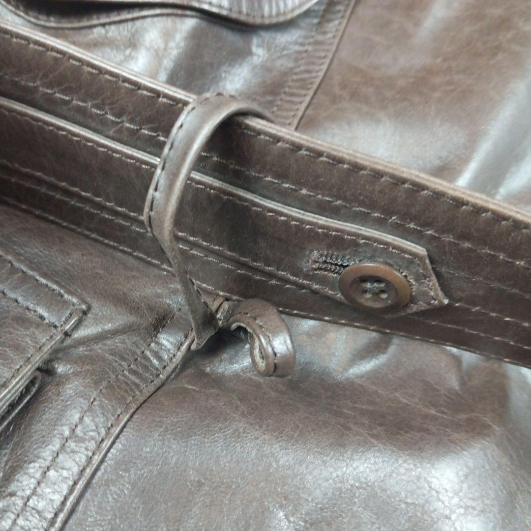 PS ポールスミス カーコート ラムレザー М ブラウン チェック ベルト