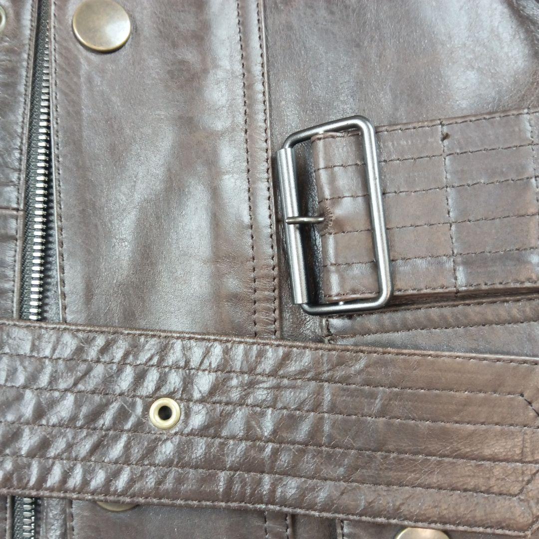 PS ポールスミス カーコート ラムレザー М ブラウン チェック ベルト