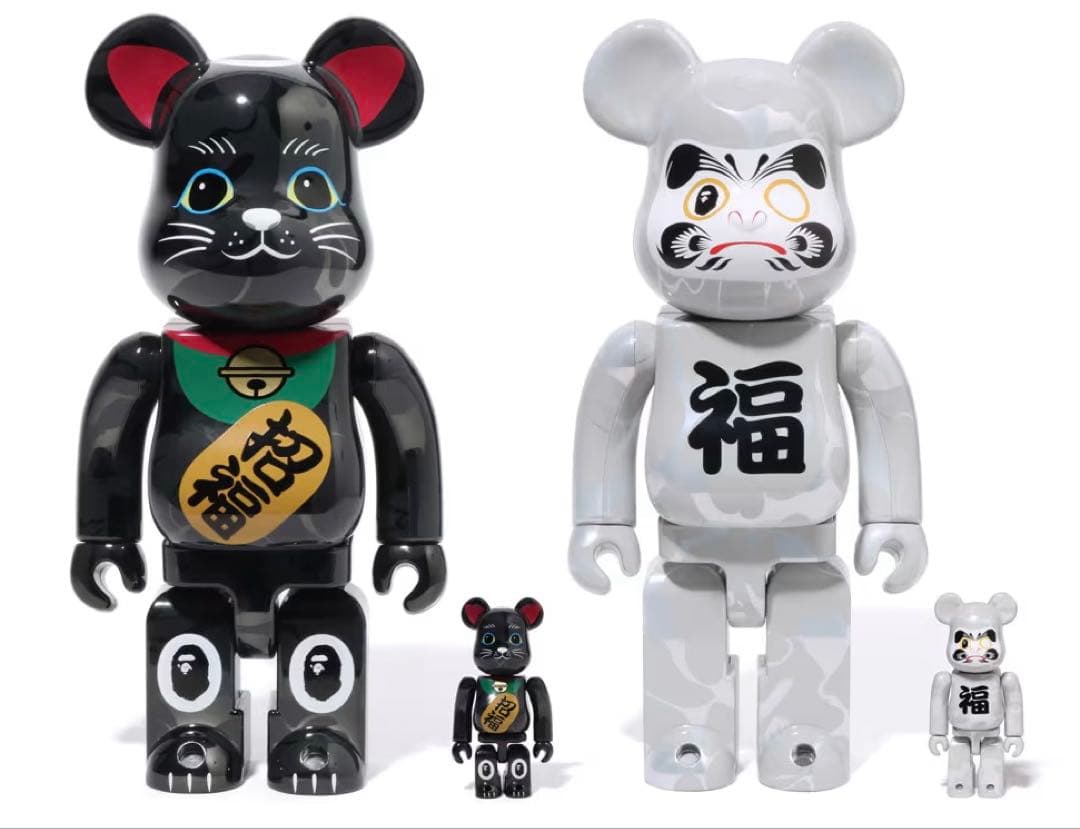 BEARBRICK BAPE 招き猫 黒メッキ達磨 白メッキ 400%100%