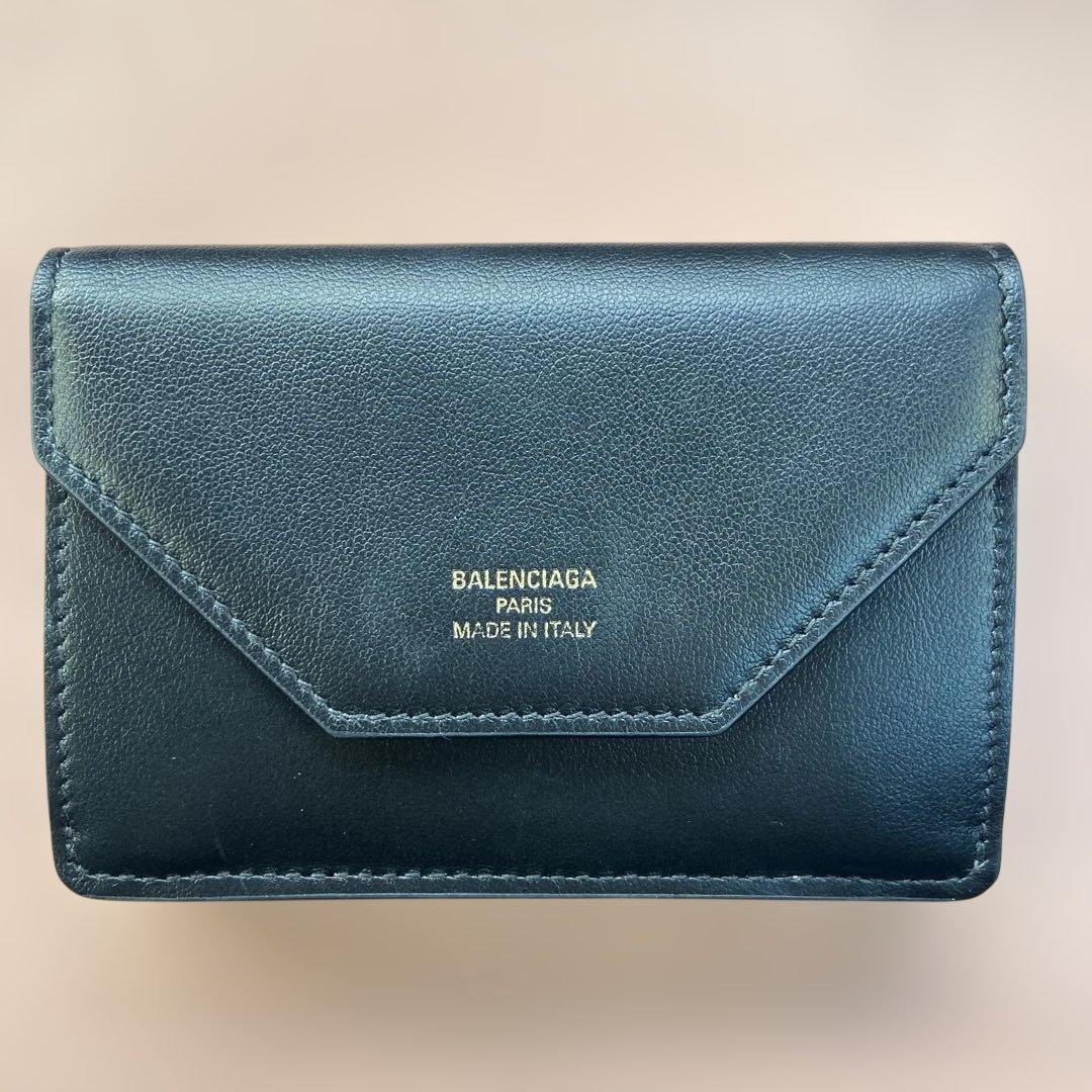 Pyon　美品　BALENCIAGA 三つ折り財布　黒×グレー