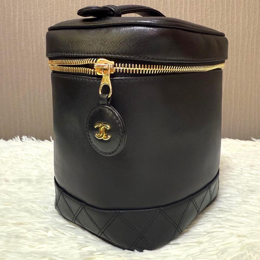 シャネル バニティバッグ ピコローレ ブラック レザー 化粧ポーチ