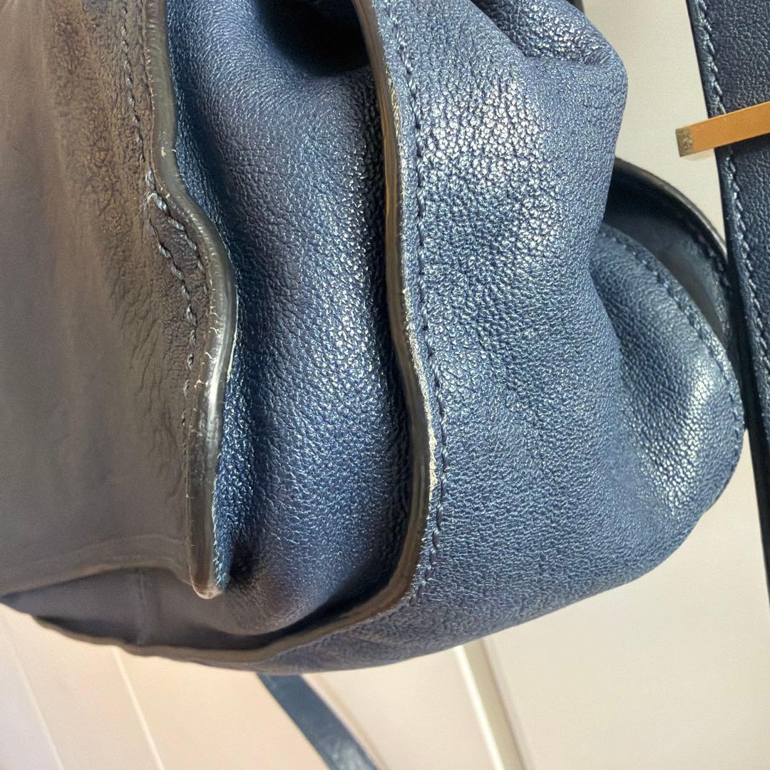 ブ*プ様 Chloéネイビー レザー ハンドバッグショルダーバッグ斜めがけ2ウェ