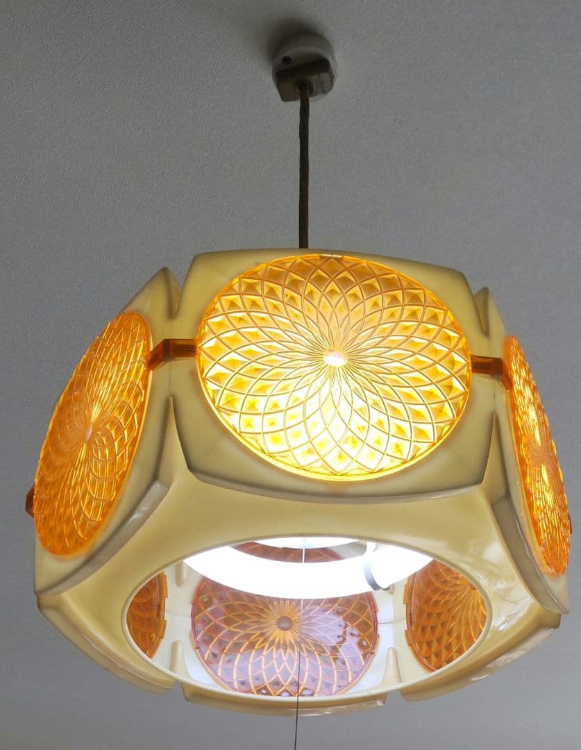 昭和レトロ照明　オレンジ系　蛍光灯合計5本付きナショナル