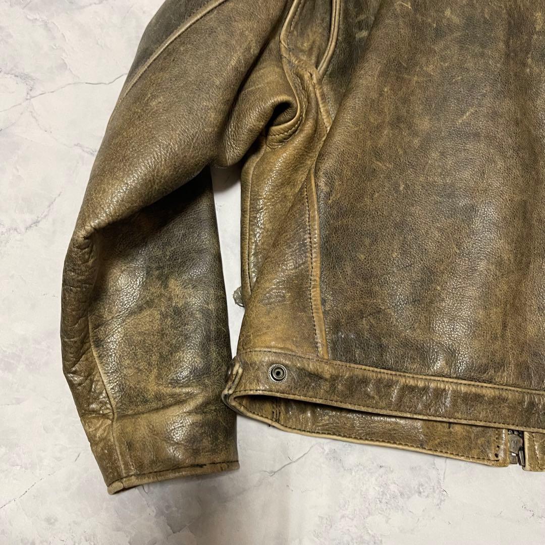vintage レザー シングルライダース　ジャケット 肉厚 本革 M