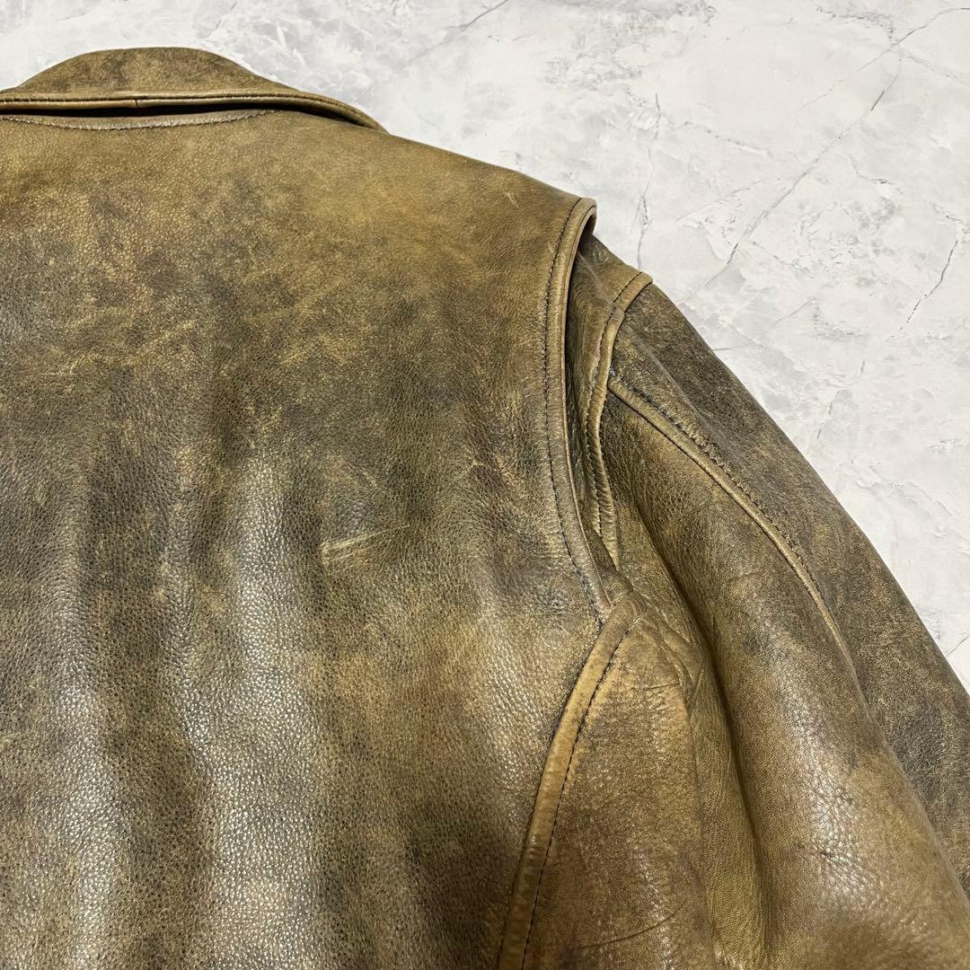 vintage レザー シングルライダース　ジャケット 肉厚 本革 M